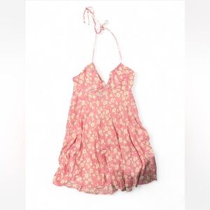 Zara Pink Halter Top Floral Silky Dress